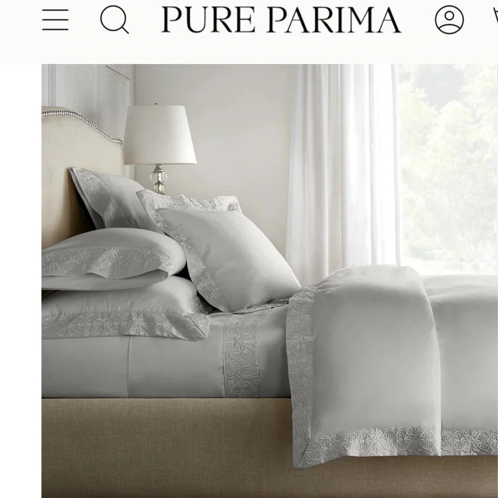 PURE PARIMA Certified Egyptian Cotton Ariane Duvet Cover grey size KING $295 NEW